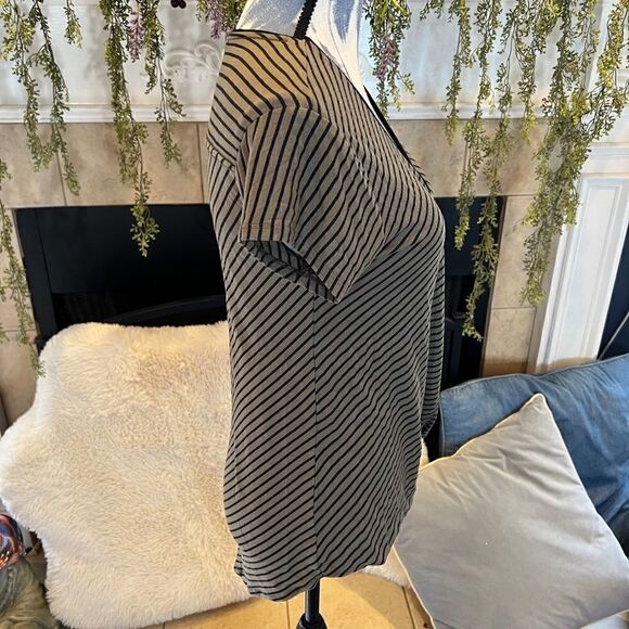 Maeve olive and black stripe wrap style knit top - Picture 4 of 10